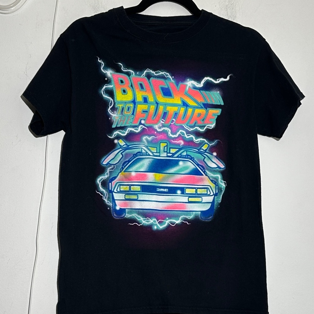 Kids Black Graphic Tee with 'Back to the Future' Design